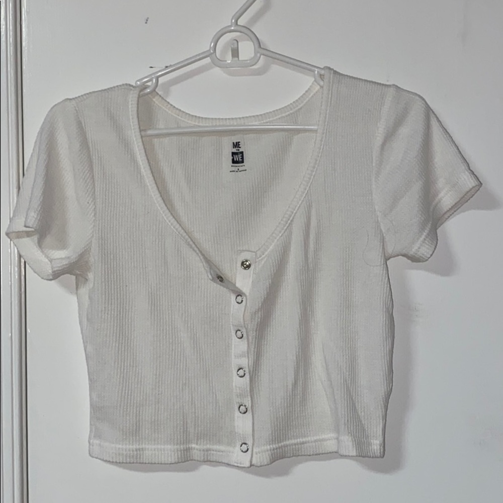 Pacsun Waffle Knit Button Crop Top